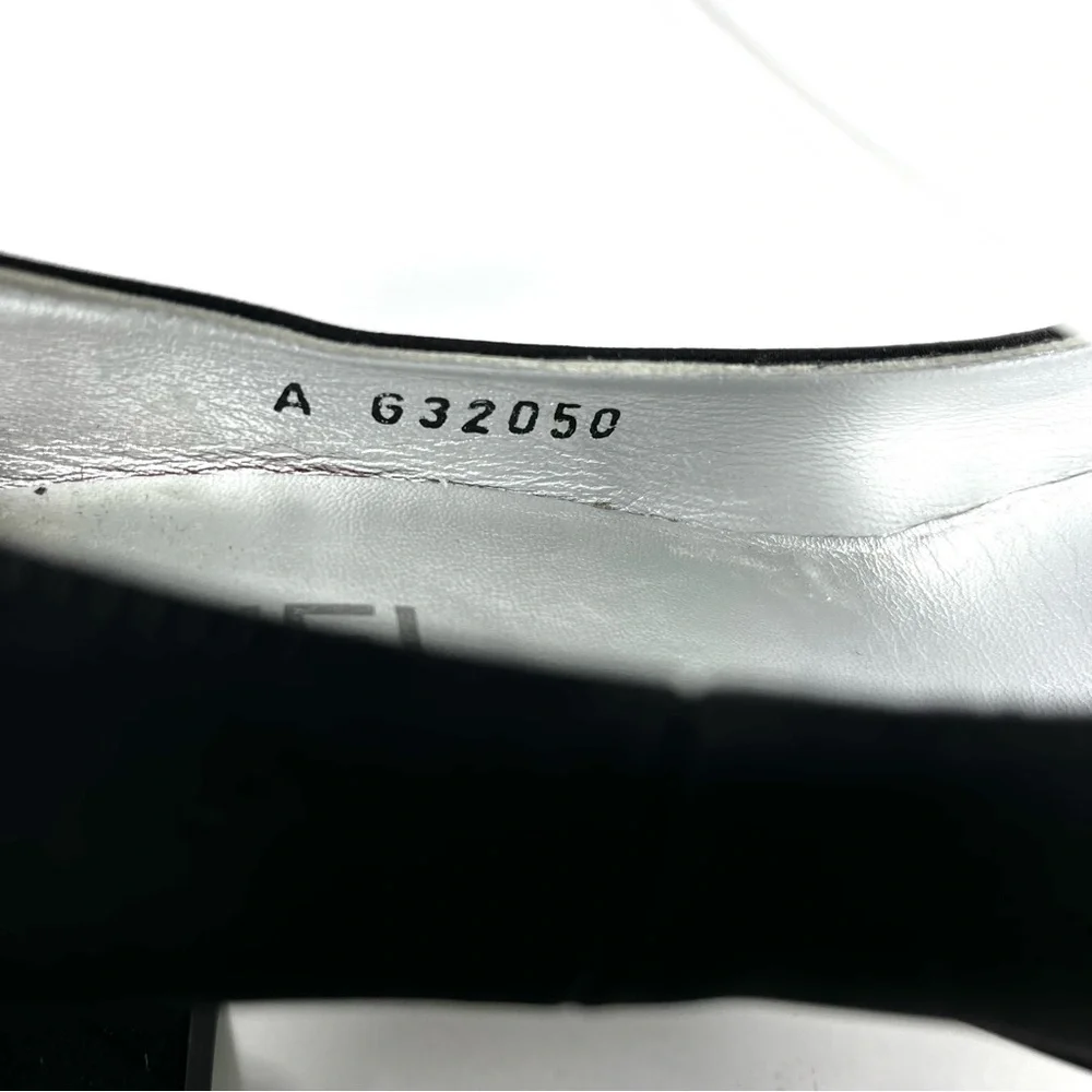 Chanel Black Satin Silver CC Logo Mary Jane Janes High Heels Pumps 37 6 6.5